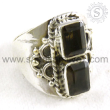 Antique Smoky Quartz Gemstone Silver Jewelry Ring Wholesale India RNCT1241-3